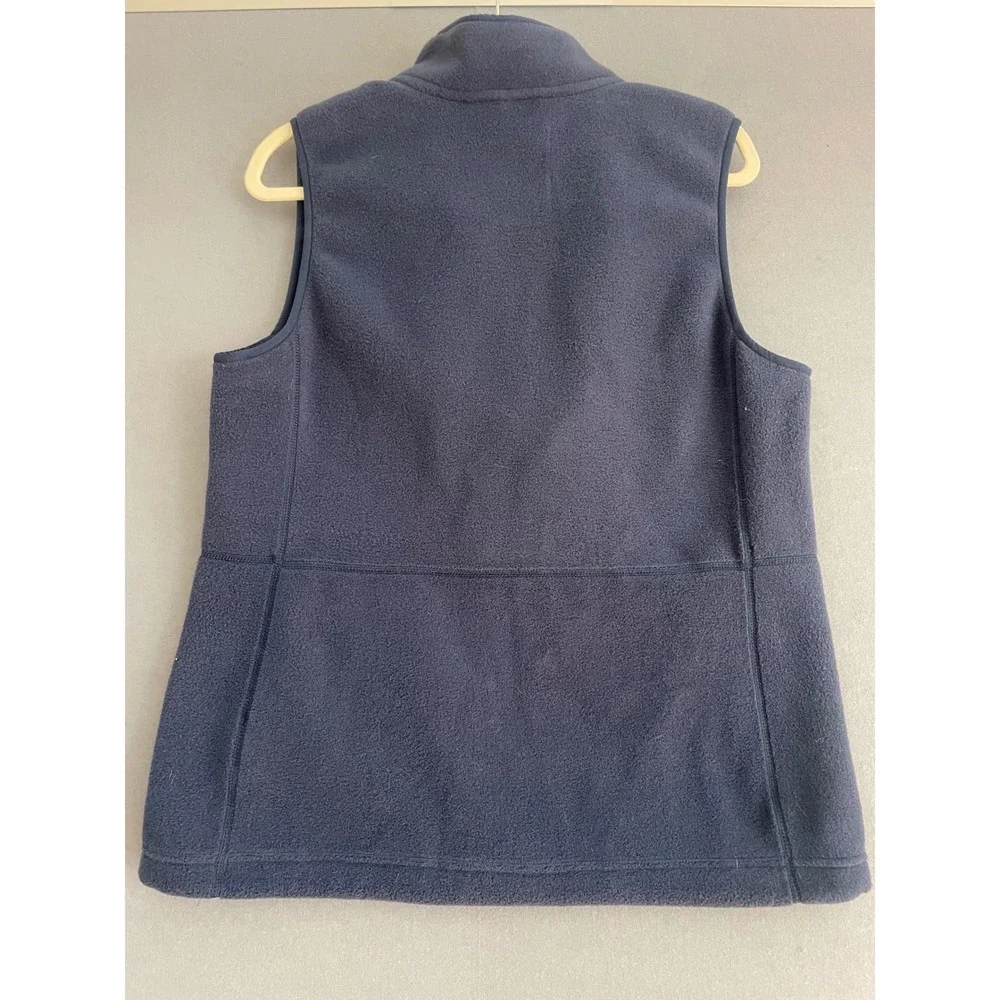 L.L. Bean Women M Fleece Vest Navy Blue Zip‎ Mariners Club Logo Boat Gorpcore *